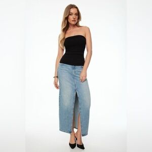 Dynamite Denim Maxi Skirt in Medium Light Indigo/Blue Monday